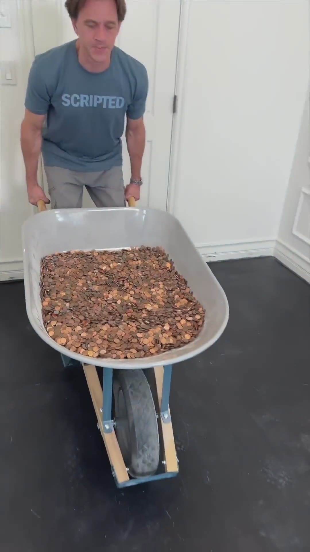 He covered his floor with 100,000 pennies. Here's what it looks like now! 😲🤑 #gorillatough #ad