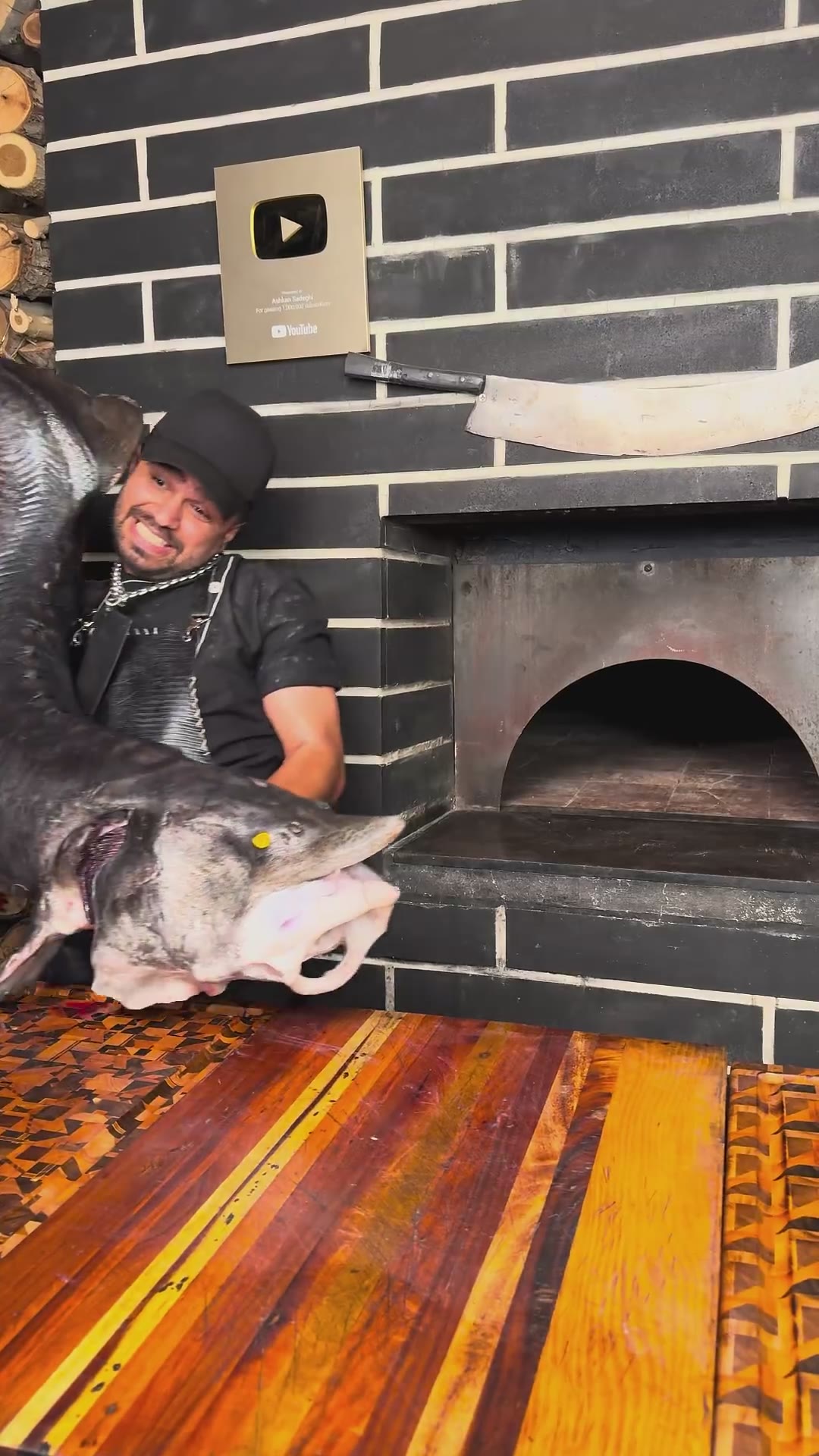 Northern Special: Giant Beluga Fish with Rice 🐟🔥🍚#fish #cooking #shorts