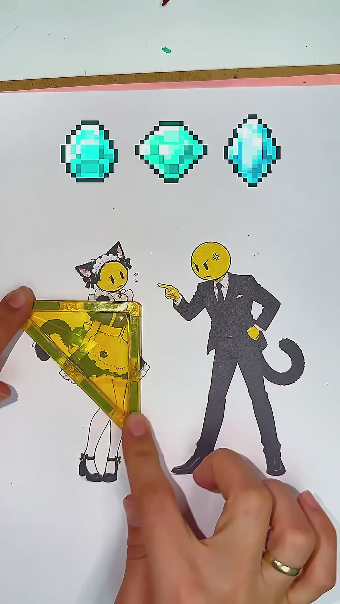 She Stole His Minecraft Diamond! #minecraft #art #verity #lovity #papercraft