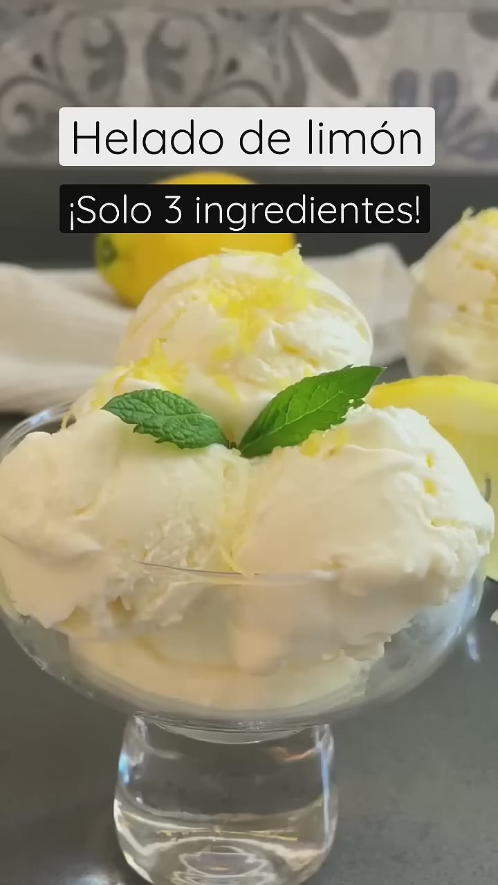 Helado de limón con solo 3 ingredientes 🍋 #postres #heladocasero #recetas