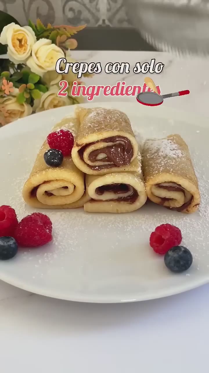 Crepes con solo 2 ingredientes 🤤 #recetas #crepe #crepes #postres #nutella #recetasfaciles
